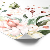 Elegante Roze Crème Bloemkaarten & Cadeaus Bruilof Poster (Hoek)