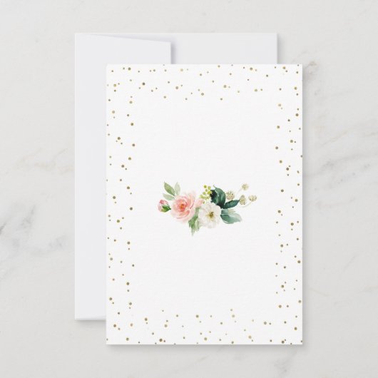 Elegante Roze Crème Kleur Bloemen Gouden Glitter B RSVP Kaartje (Achterkant)