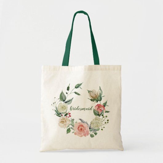 Elegante Roze Crème Roos Bruidsmeisje Scriptie Bru Tote Bag (Voorkant)