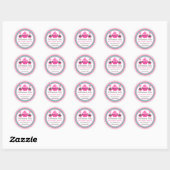 Elegante roze cupcake cake Poppen geschulpte banne Ronde Sticker (Vel)