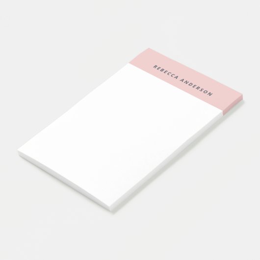 Elegante Roze & Cyaan-Blauwe Moderne Naam Post-it® Notes (Schuin)