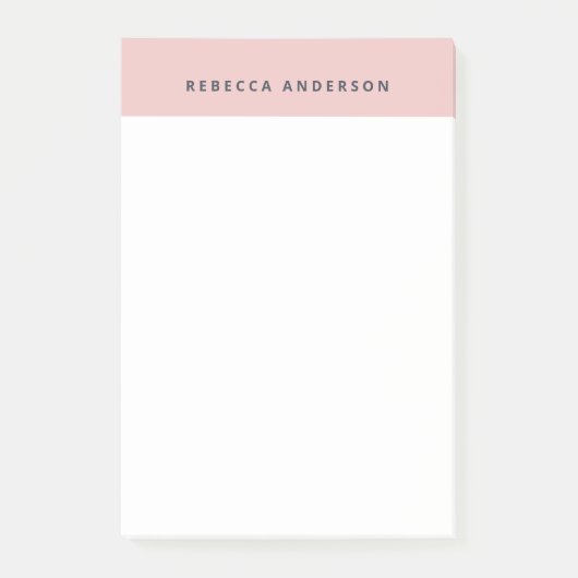 Elegante Roze & Cyaan-Blauwe Moderne Naam Post-it® Notes (Voorkant)