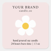 Elegante roze Daisy bloemenkaars | Custom Vierkante Sticker (Voorkant)