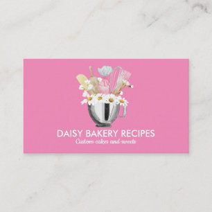 Elegante roze Daisy Flowers Bakkerij Tools Design Visitekaartje