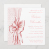 Elegante Roze Damask Baby Meisje Douche Kaart (Voorkant / Achterkant)