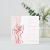 Elegante Roze Damask Baby Meisje Douche Kaart (Staand voorkant)