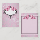 Elegante roze Damask Business Card Template Visitekaartje (Voorkant / Achterkant)
