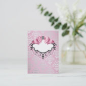 Elegante roze Damask Business Card Template Visitekaartje (Staand voorkant)