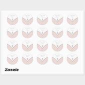 Elegante roze Damask doopStickers Ronde Sticker (Vel)