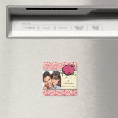 Elegante roze damast foto bewaar de datum magneet (Insitu (Vaatwasser))