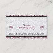 Elegante roze damast mode visitekaartjes (Achterkant)