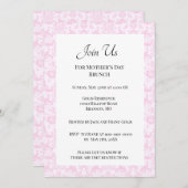 Elegante Roze Damast Moederdag Brunch Kaart (Voorkant / Achterkant)