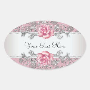 Elegante roze damast roos stickers