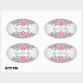 Elegante roze damast roos stickers (Vel)
