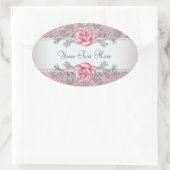 Elegante roze damast roos stickers (Tas)