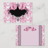 Elegante roze damast visitekaartje (Voorkant / Achterkant)