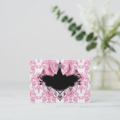 Elegante roze damast visitekaartje (Staand voorkant)