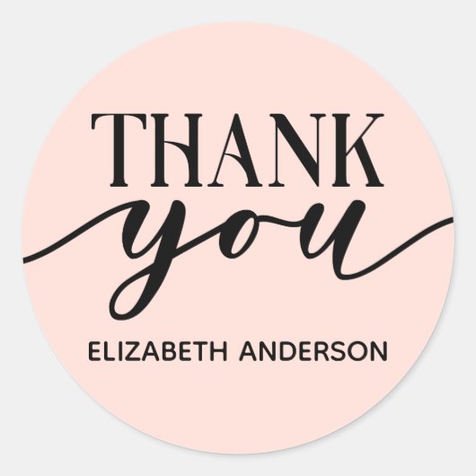 Elegante Roze Dank Je Classic Ronde Sticker (Voorkant)