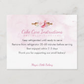 Elegante Roze Deegroller Cake Verzorgingsinstructi Bedankkaart (Voorkant)