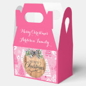 Elegante roze dennenbomen met patroon gunst doos bedankdoosjes (Geopend)