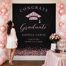 Elegante Roze Diamanten Afstudeerfeest Achtergrond Wandkleed