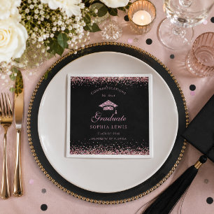 Elegante Roze Diamanten Mut Afstudeerfeest Servet