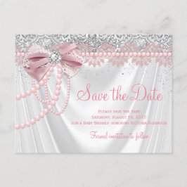 Elegante Roze Diamanten Parel Baby Shower Briefkaart