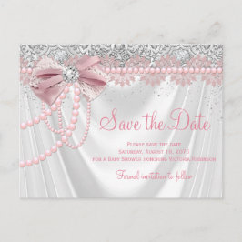 Elegante Roze Diamanten Parel Baby Shower Briefkaart