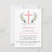 Elegante roze doop / doop uitnodiging (Voorkant)