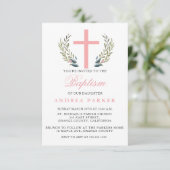 Elegante roze doop / doop uitnodiging (Staand voorkant)