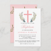 Elegante roze doop / doop uitnodiging (Voorkant / Achterkant)