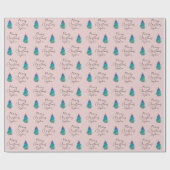 Elegante Roze Douane Kerstboom Cadeaupapier (Vlak)
