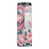 Elegante roze draak met pioenen thermosbeker (Achterkant)
