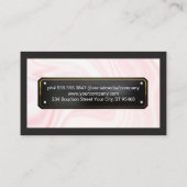 Elegante Roze Draperie | Zwart Goud Plaat Visitekaartje (Achterkant)