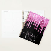 Elegante Roze Drip Glitter Monogram Planner (Display)