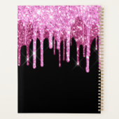 Elegante Roze Drip Glitter Monogram Planner (Achterkant)