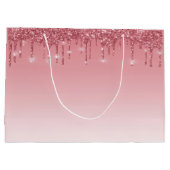 Elegante roze druipende glitter Happy Birthday Groot Cadeauzakje (Achterkant)