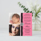 Elegante roze dubbele foto Quinceanera Uitnodiging (Staand voorkant)