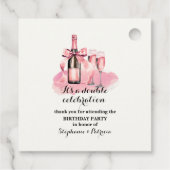 Elegante roze dubbele viering gezamenlijke verjaar bedankjes labels (Achterkant)