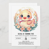 Elegante roze eend verjaardag kaart (Voorkant / Achterkant)