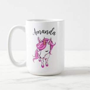 Elegante Roze Eenhoorn Meisje Naam Koffiemok