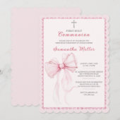 Elegante roze eerste heilige communie voor meisjes kaart (Voorkant / Achterkant)
