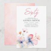 Elegante roze en blauwe bloemen minimalistische ve kaart (Voorkant / Achterkant)