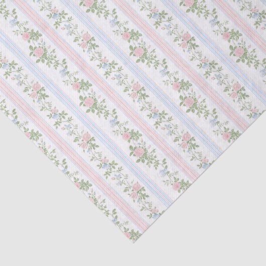 Elegante  roze en blauwe bloemen tissuepapier (Detail)