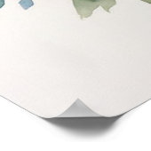 Elegante roze en blauwe bloemenkunst poster (Hoek)