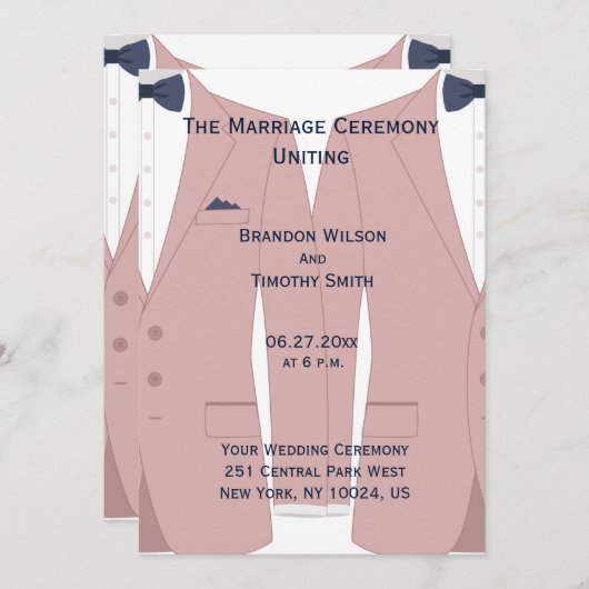 Elegante roze en blauwe gay bruiloft programma's (Voorkant / Achterkant)