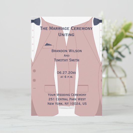 Elegante roze en blauwe gay bruiloft programma's (Staand voorkant)