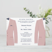 Elegante roze en blauwe gay bruiloft uitnodigingen (Staand voorkant)