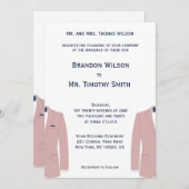 Elegante Roze En Blauwe Gay Trouw Uitnodigingen (Voorkant / Achterkant)