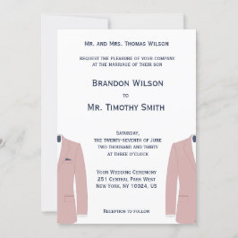 Elegante Roze En Blauwe Gay Trouw Uitnodigingen